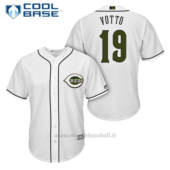 Maglia Baseball Uomo Cincinnati Reds 19 Joey Votto Bianco2018 Alterner Cool Base